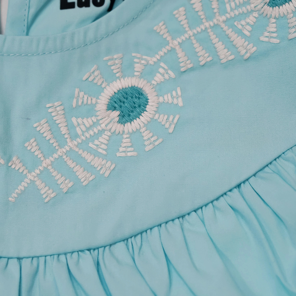 Lucy & Sam Girl's Woven Embroidered Top - Blue
