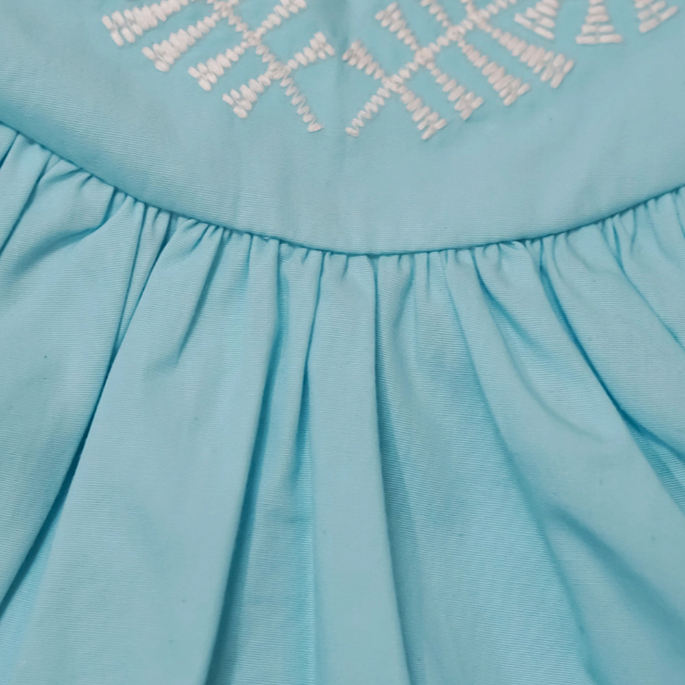 Lucy & Sam Girl's Woven Embroidered Top - Blue