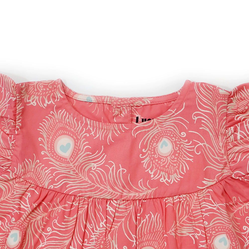 Lucy & Sam Girl's Peacock Woven Dress - Pink
