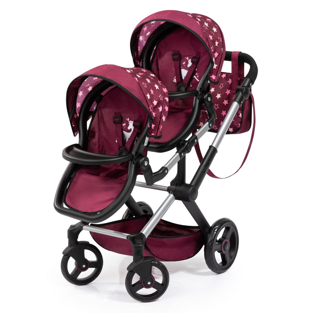 Bayer - Baby Doll Xeo Twin Pram Play Set - Burgundy