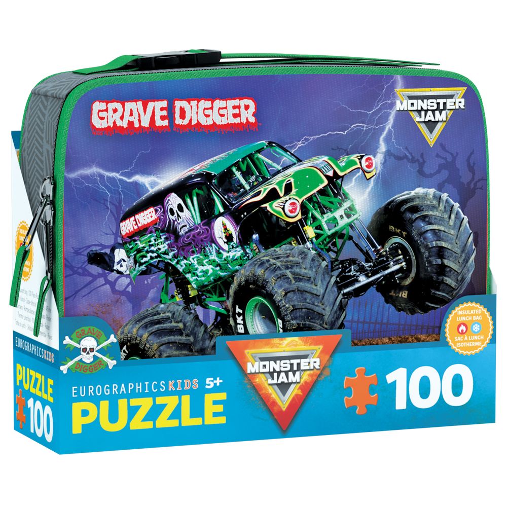 Eurographics Toys - Monster Jam Grave Digger Puzzle Set In Lunch Bag - 100 Pcs