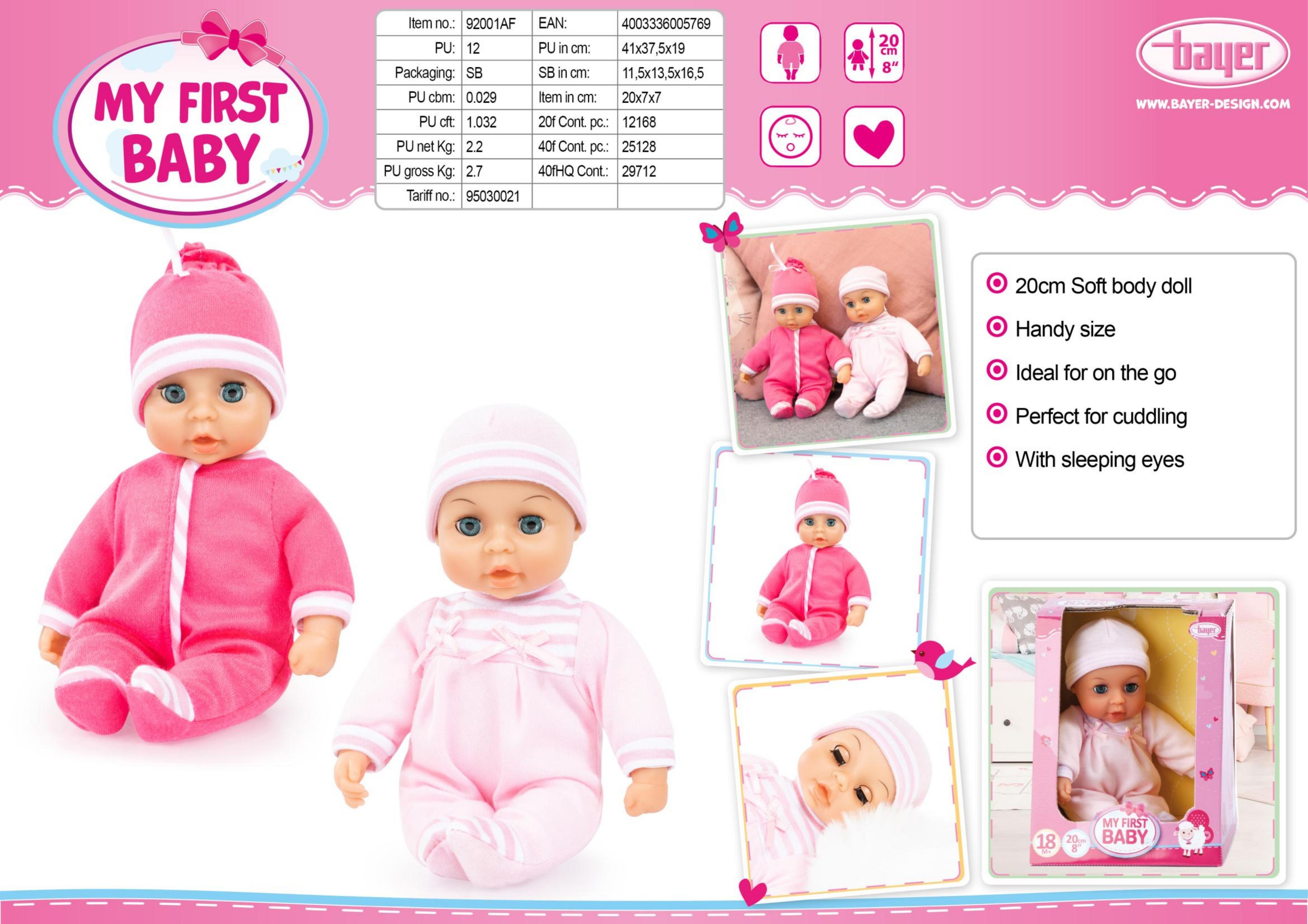 Bayer - Deluxe Collection Baby Doll - 20 cm - Style May Vary - 1 Pc