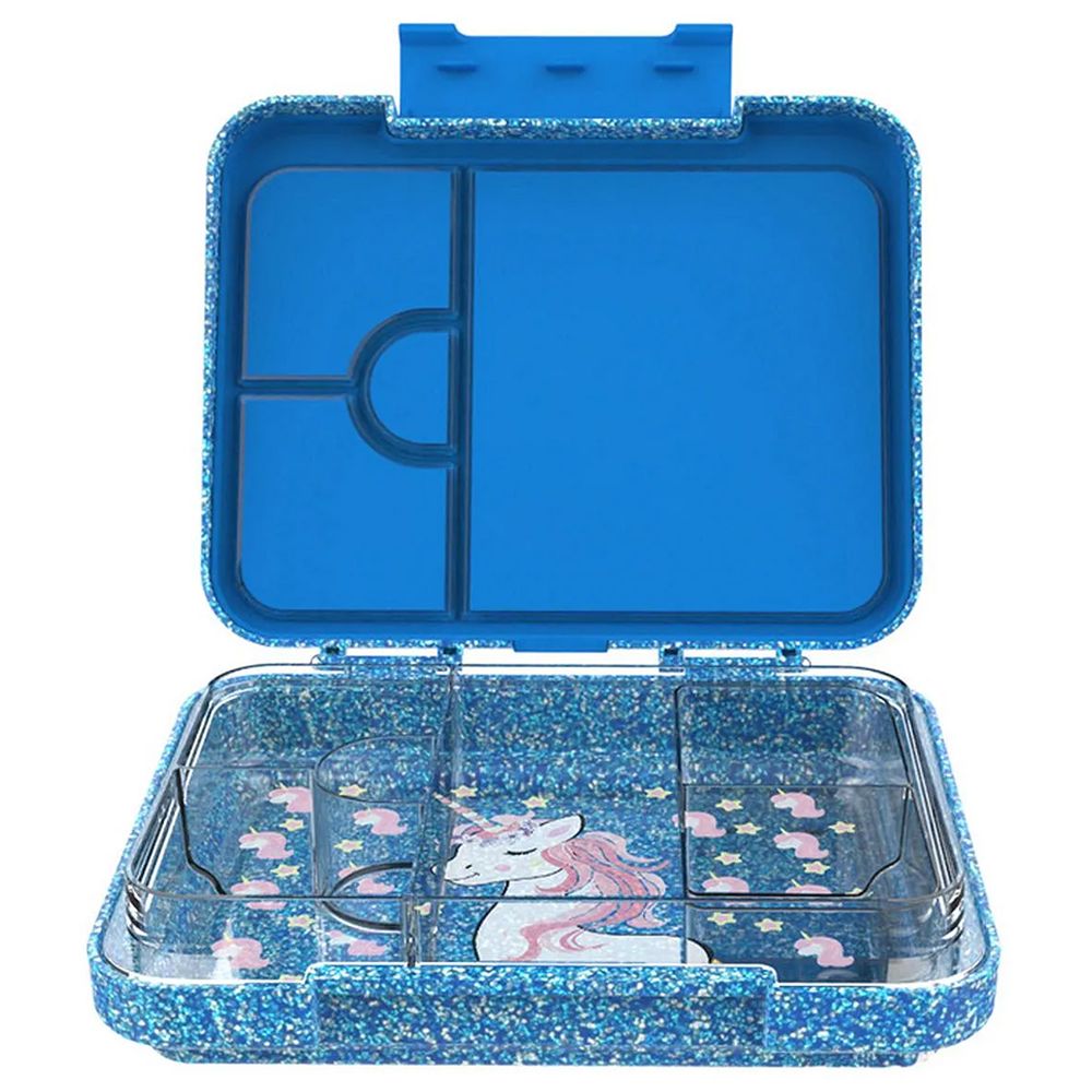 Starmarz - 4-6 Compartments Unicorn Bento Glitter Lunch Box - Blue - 1195 ml