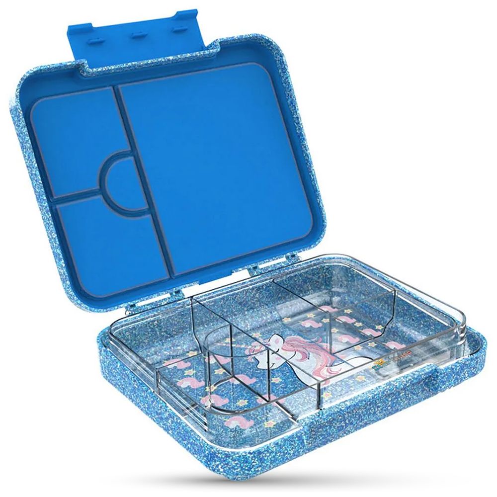 Starmarz - 4-6 Compartments Unicorn Bento Glitter Lunch Box - Blue - 1195 ml