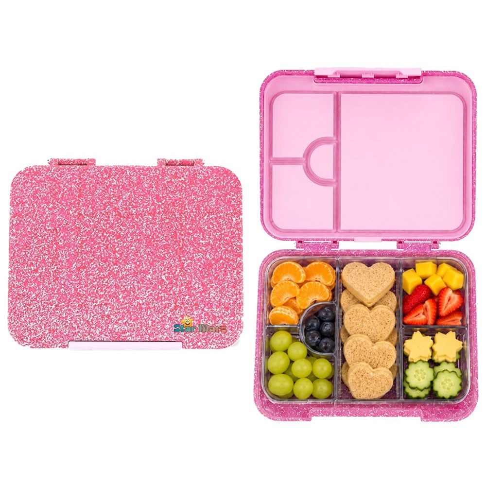 Starmarz - 4-6 Compartments Little Princess Bento Glitter Lunch Box - Pink - 1195 ml