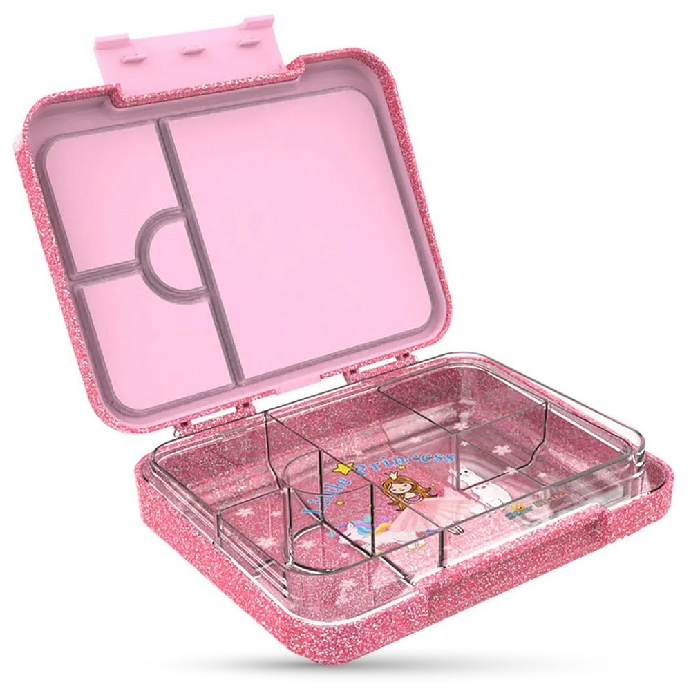 Starmarz - 4-6 Compartments Little Princess Bento Glitter Lunch Box - Pink - 1195 ml