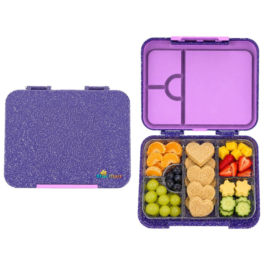 Starmarz - 4-6 Compartments Unicorn Bento Glitter Lunch Box - Purple - 1195 ml