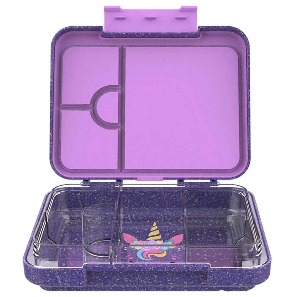 Starmarz - 4-6 Compartments Unicorn Bento Glitter Lunch Box - Purple - 1195 ml