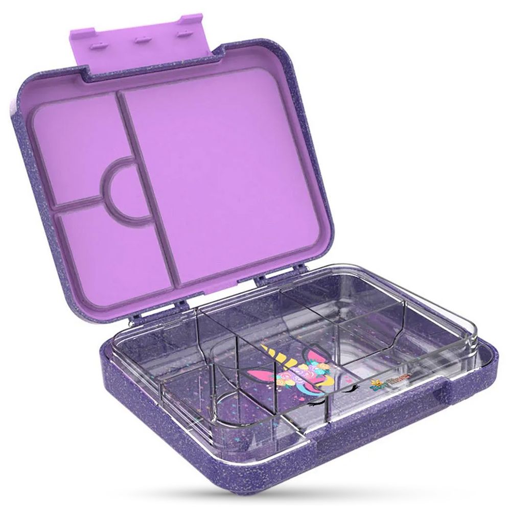 Starmarz - 4-6 Compartments Unicorn Bento Glitter Lunch Box - Purple - 1195 ml