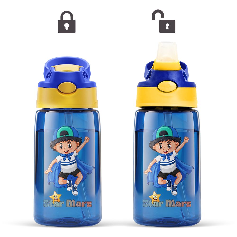 Starmarz - Boy's Anti-Leak Cartoon Design Sipper Water Bottle - Blue - 480 ml