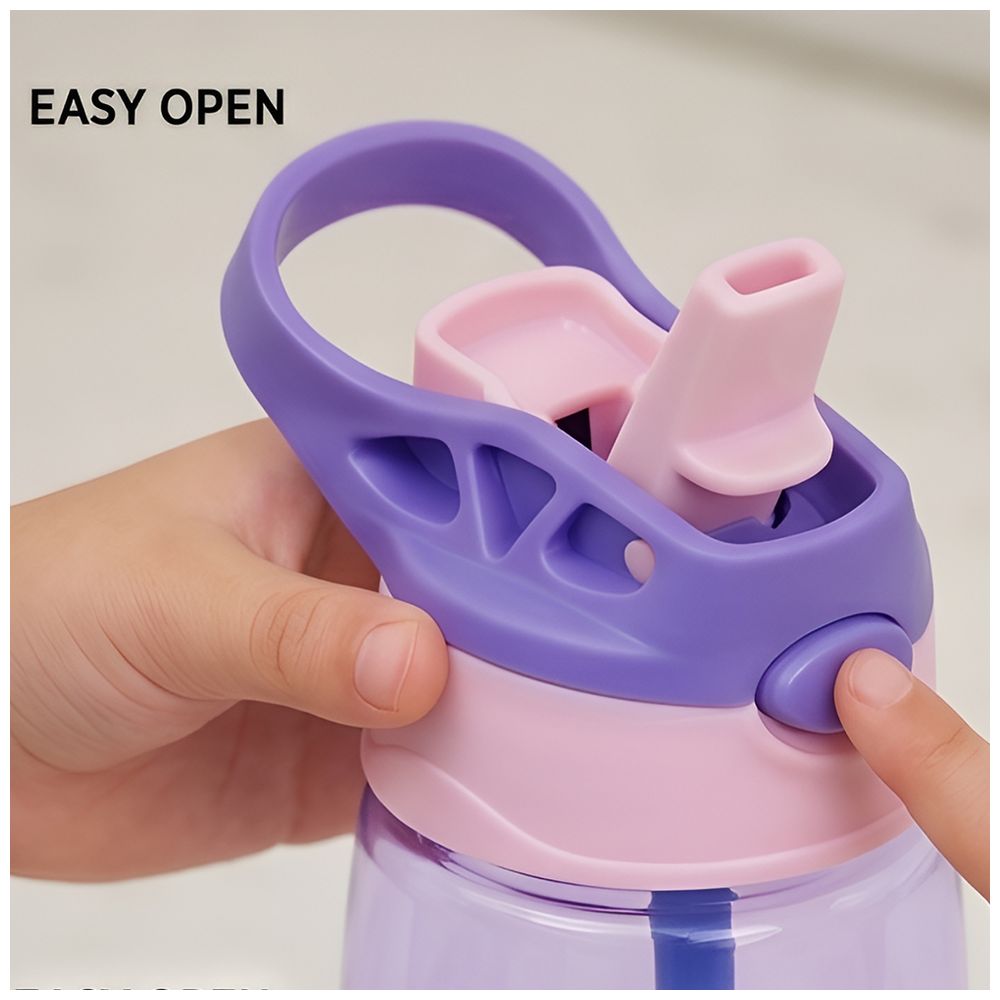 Starmarz - Kids Anti-Leak Cartoon Design Sipper Water Bottle - Purple - 480 ml