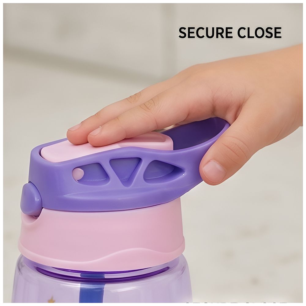 Starmarz - Kids Anti-Leak Cartoon Design Sipper Water Bottle - Purple - 480 ml