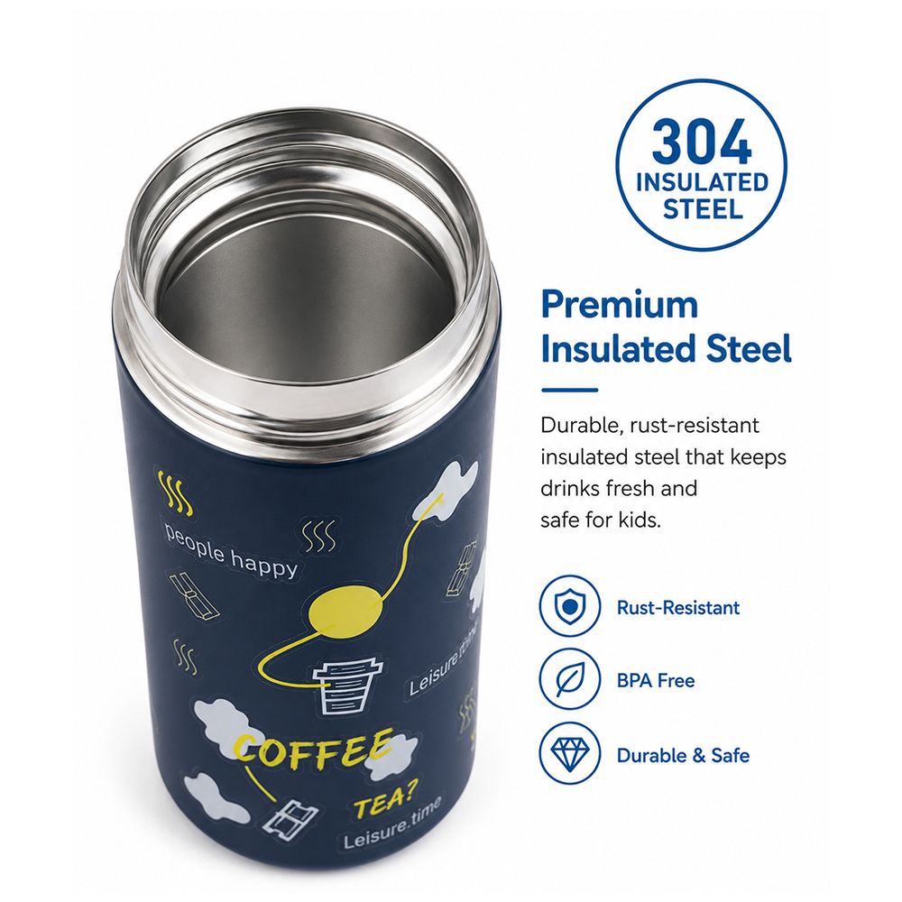 Cocobee - Boy's Insulated Stainless Steel Water Bottle - Blue - 500 ml