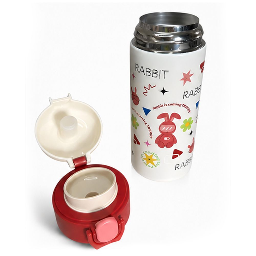 Cocobee - Kids Rabbit Insulated Stainless Steel Water Bottle - Red - 500 ml