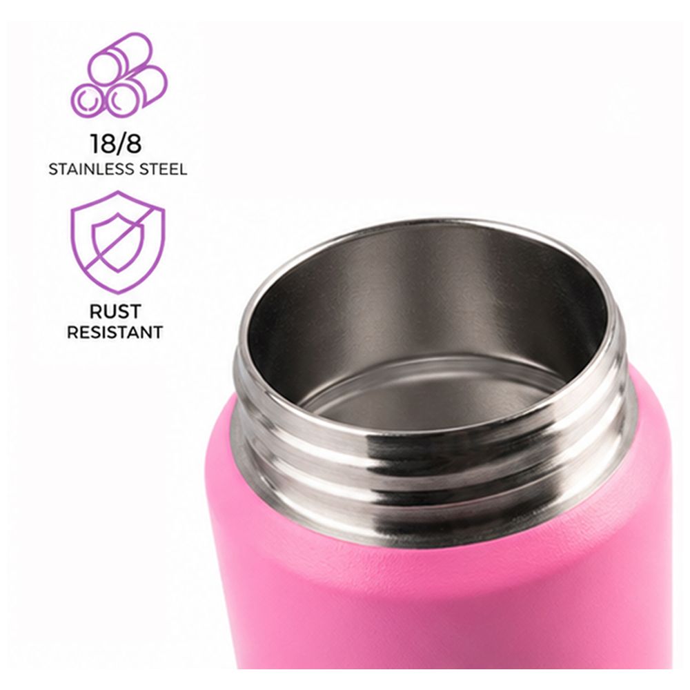 Cocobee - Girl's Dolphin Insulated Stainless Steel Water Bottle With Handle Grip - Pink - 500 ml
