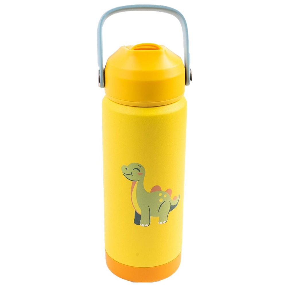 Cocobee - Kids Dino Insulated Stainless Steel Water Bottle With Handle Grip - Yellow - 500 ml