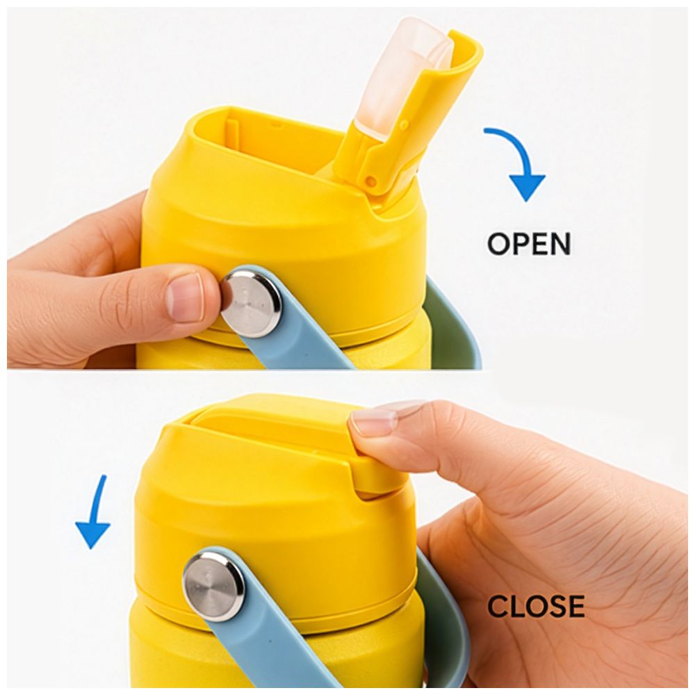 Cocobee - Kids Dino Insulated Stainless Steel Water Bottle With Handle Grip - Yellow - 500 ml