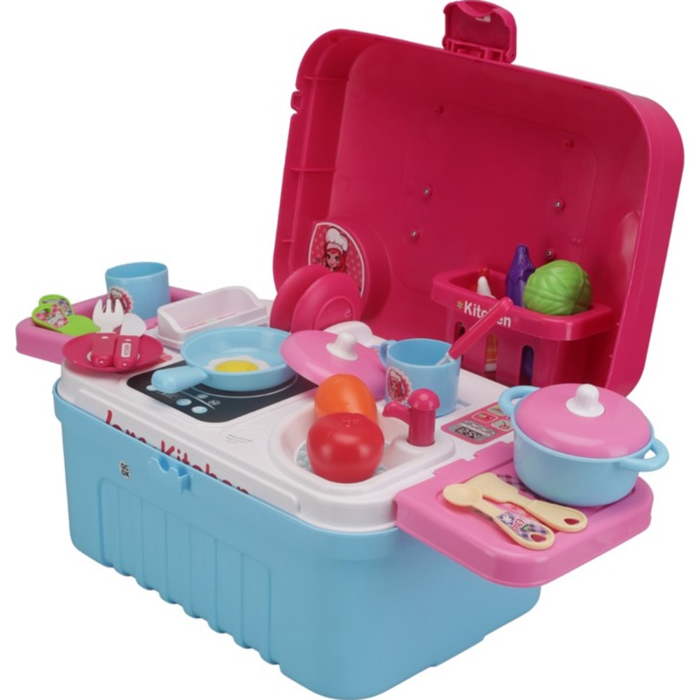 Urban Tots - Big Trolly Kitchen Playset With Fun Accessories - Pink