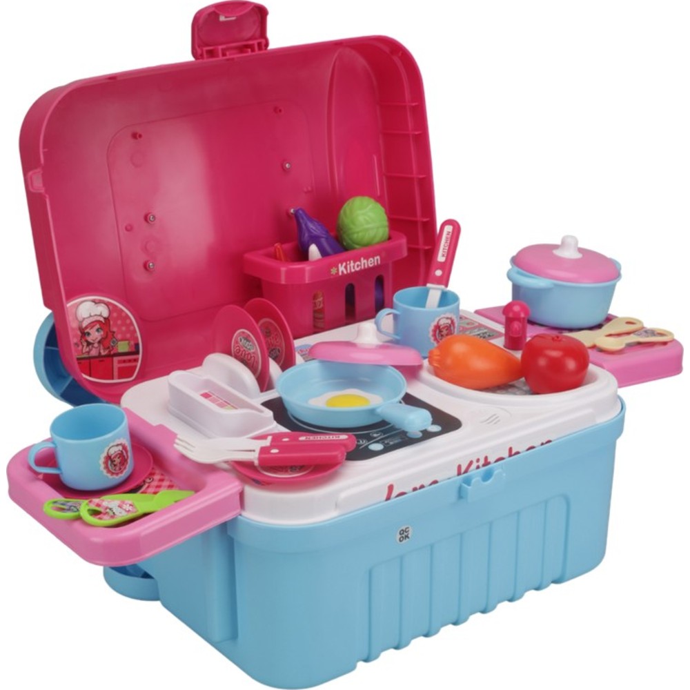 Urban Tots - Big Trolly Kitchen Playset With Fun Accessories - Pink