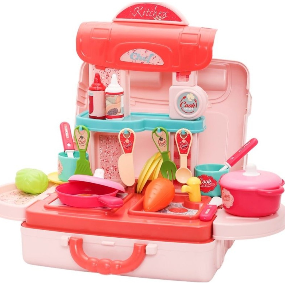 أوربان توتس - مجموعة شنطة ألعاب المطبخ - وردي