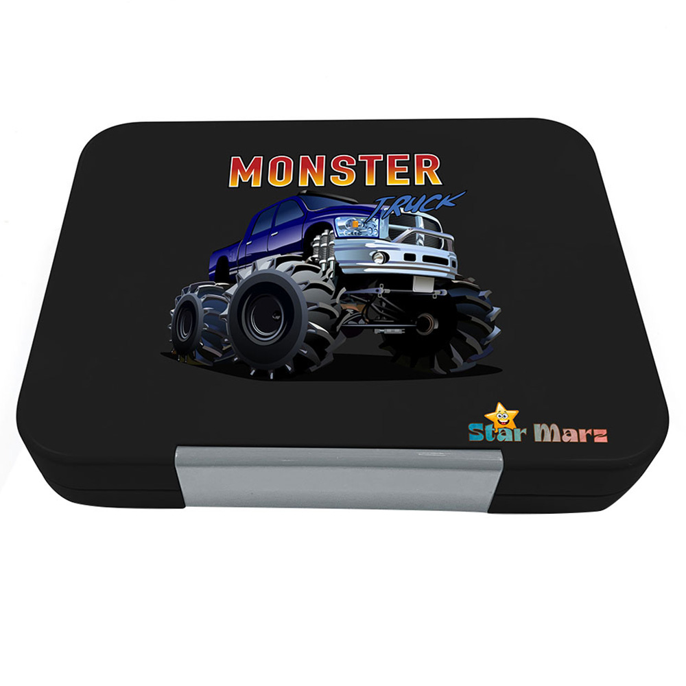 Starmarz - 4-6 Compartments Bento Glitter Lunch Box - Monster Black - 1195 ml