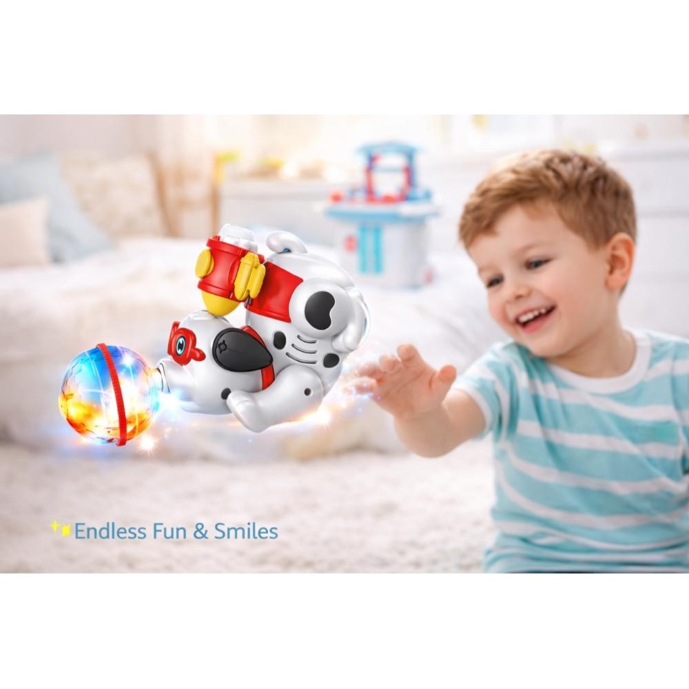 Urban Tots - Dancing Dog Toy With Lights And Sound - White
