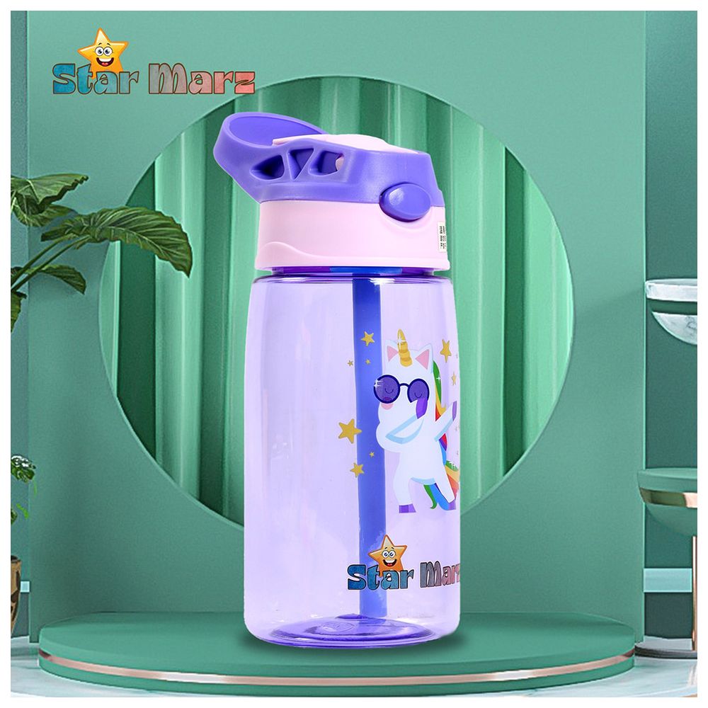 Starmarz - Girls Anti-Leak Sipper Water Bottle - Purple - 480 ml