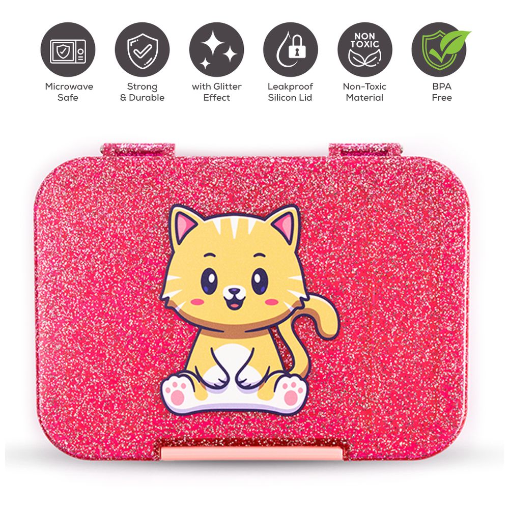 Cocobee - 6 Compartments Kitten Bento Lunch Box - Pink - 1 L