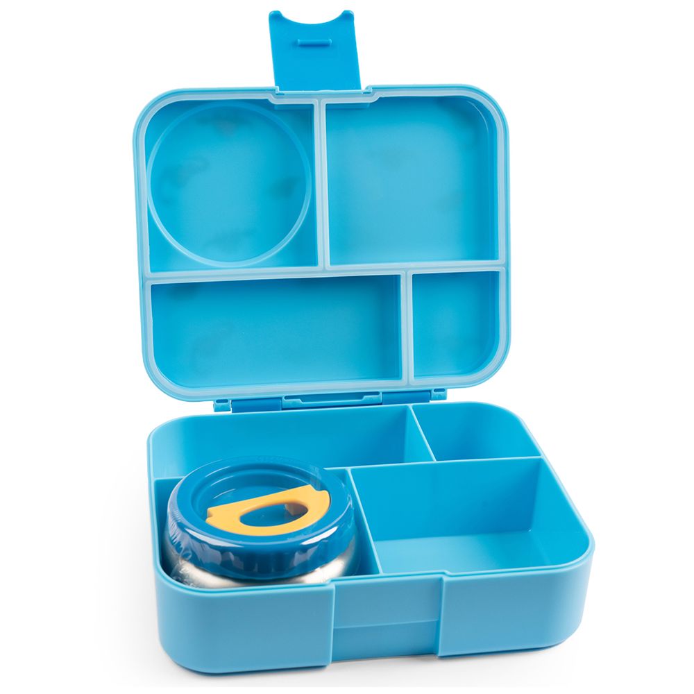 Cocobee - 4-Compartment Dino Tritan Bento Lunch Box With Food Jar - Blue - 1.67 L