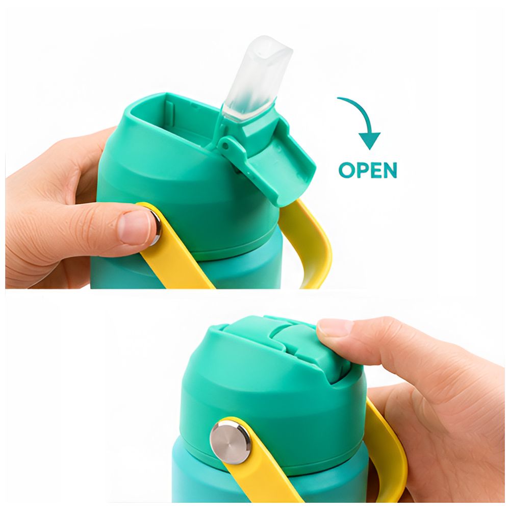Cocobee - Kids Insulated Stainless Steel Water Bottle With Handle Grip - Green - 500 ml