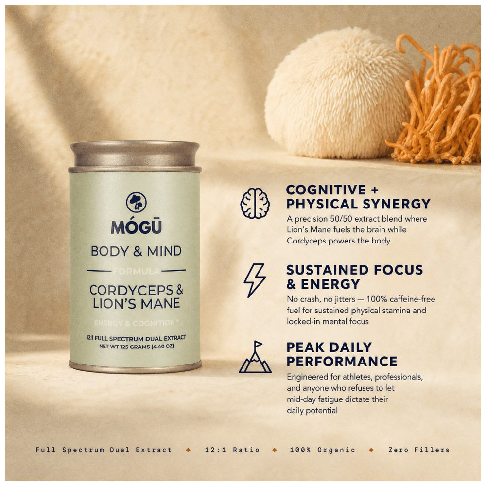 Mogu Mushrooms - Body And Mind Cordyceps & Lion's Mane 12:1 Extract Powder - 125 gm