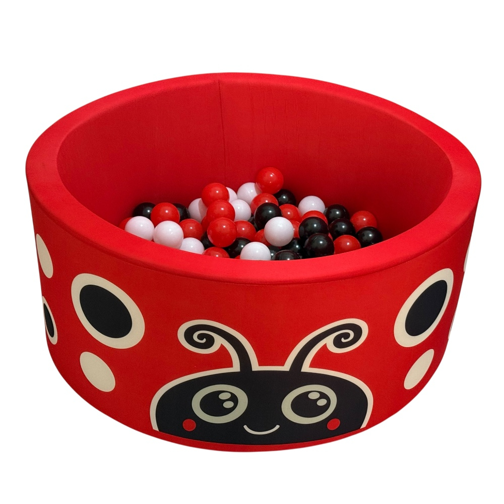 Jaciks - Ladybug With Polka Dots Round Ball Pit With 200 Balls - Red