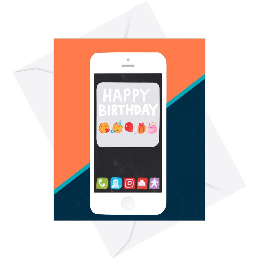 PaperSalad - Happy Birthday Blank Greeting Card - Emojis