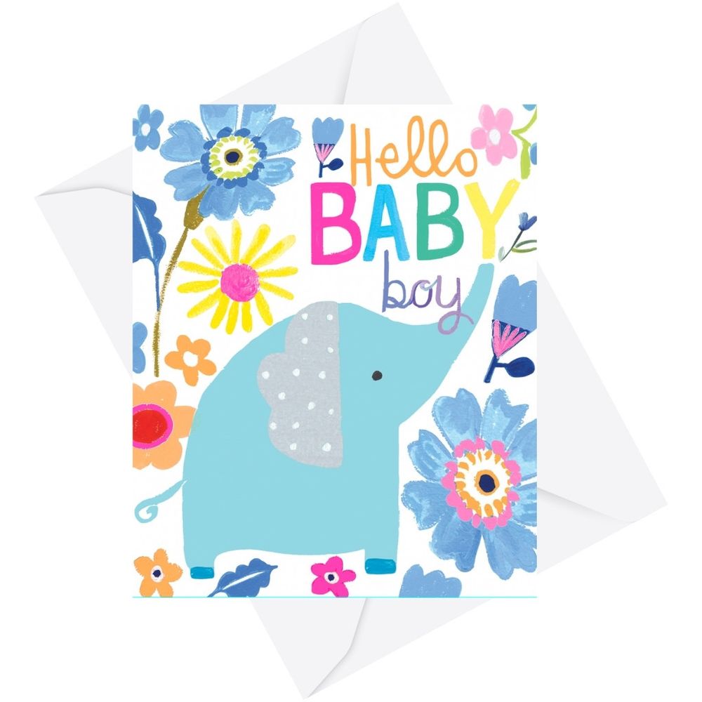 PaperSalad - Hello Baby Boy Blank Greeting Card - Multicolor