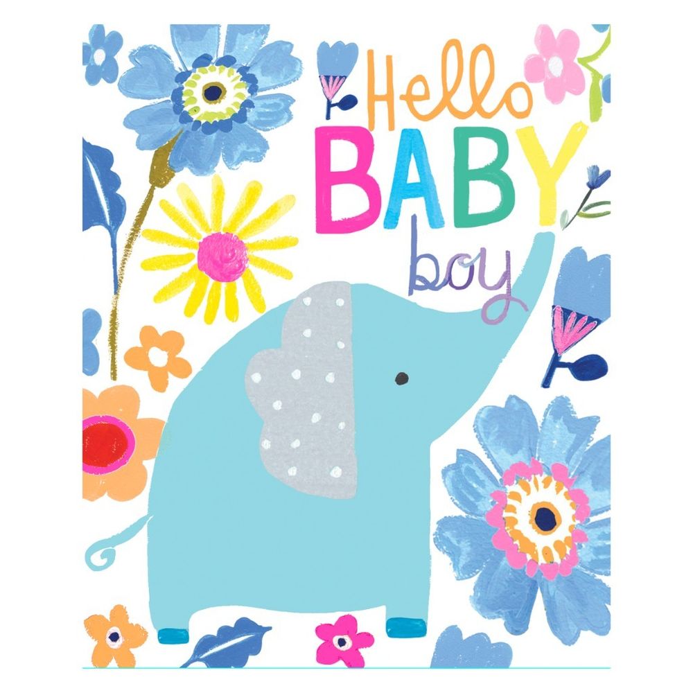 PaperSalad - Hello Baby Boy Blank Greeting Card - Multicolor