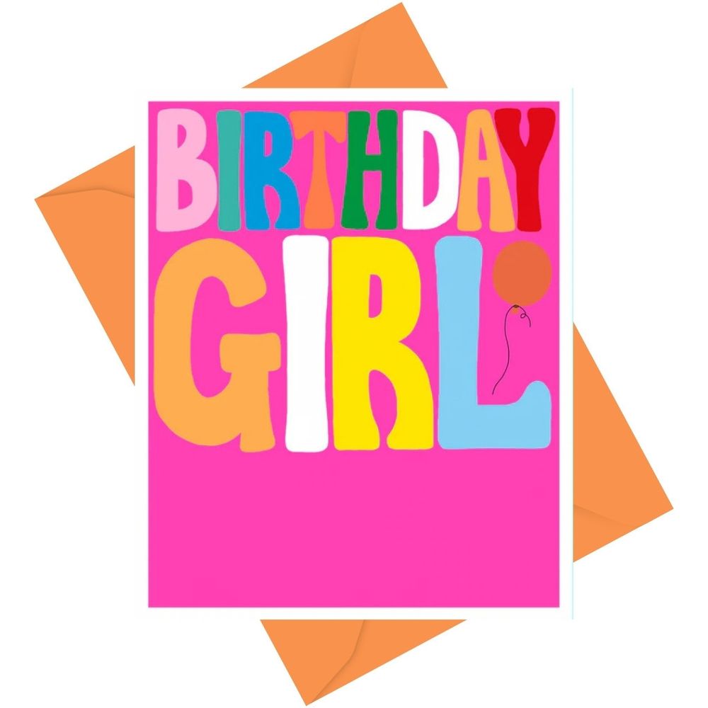 PaperSalad - Birthday Girl Blank Greeting Card - Multicolor