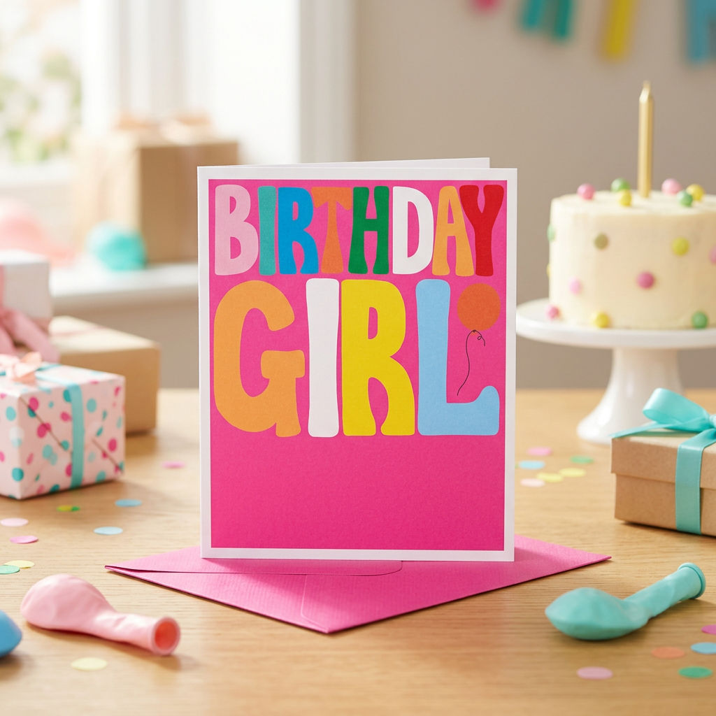 Birthday Card Birthday Girl Design | Happy Birthday Greeting Card for Girls