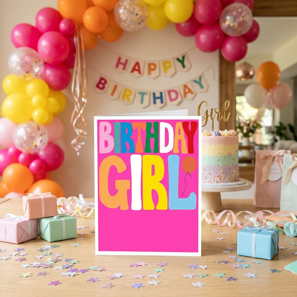 PaperSalad - Birthday Girl Blank Greeting Card - Multicolor