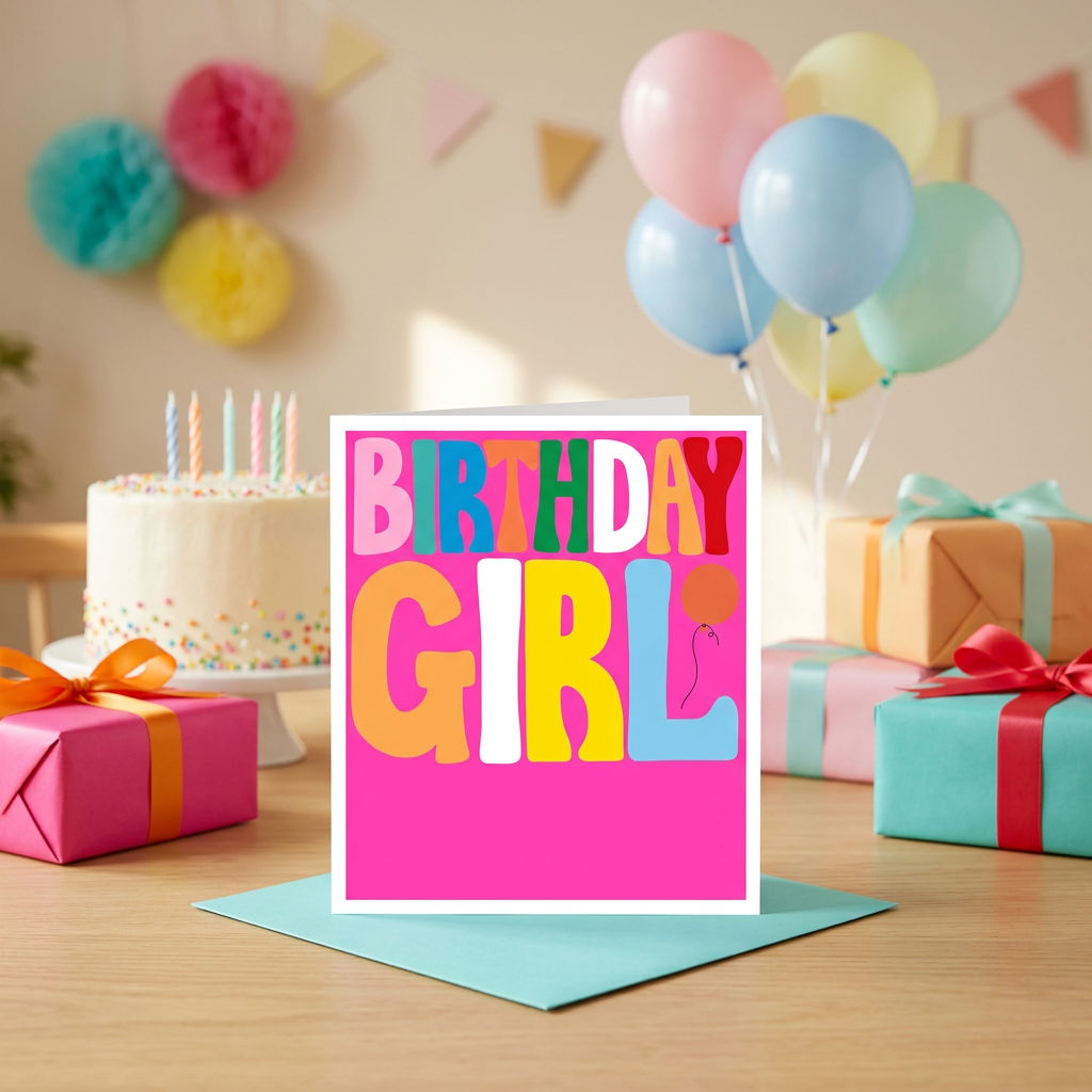 Birthday Card Birthday Girl Design | Happy Birthday Greeting Card for Girls