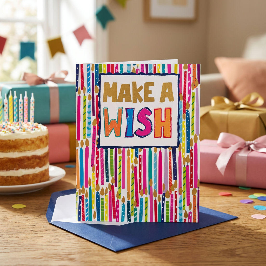 Birthday Card Make a Wish Design | Happy Birthday Greeting Card for Special Celebrations