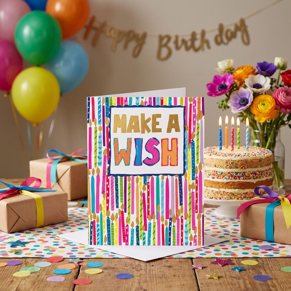 PaperSalad - Happy Birthday Blank Greeting Card - Make A Wish