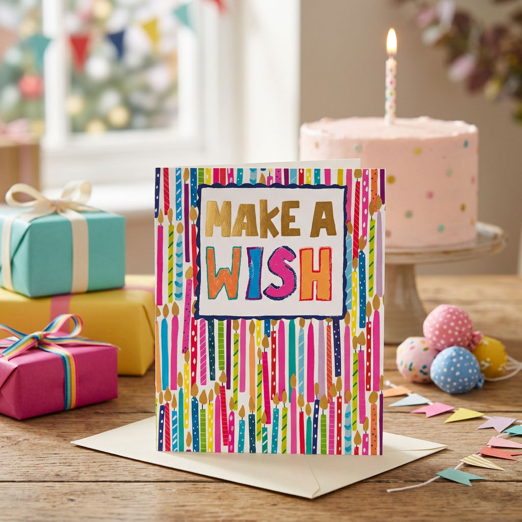 Birthday Card Make a Wish Design | Happy Birthday Greeting Card for Special Celebrations