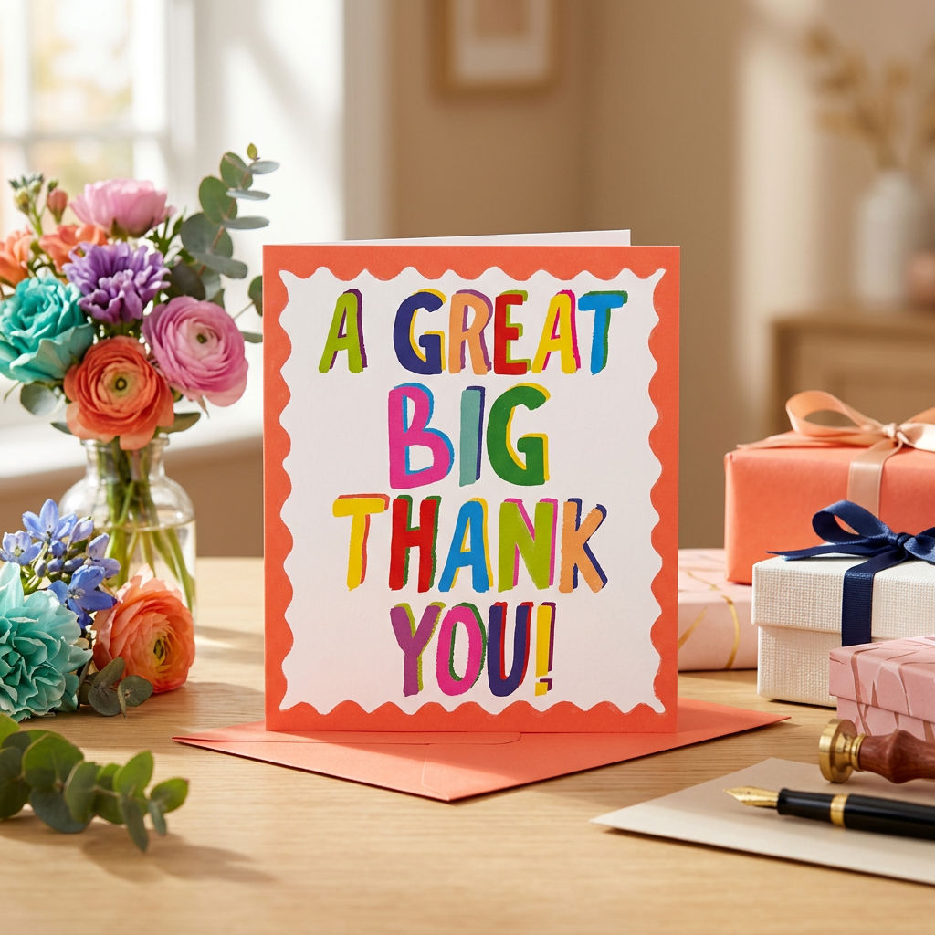 Thank You Card Big Thank You Design | Appreciation Greeting Card for Friends and Family