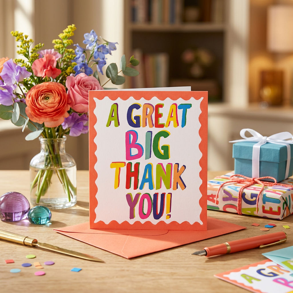 Thank You Card Big Thank You Design | Appreciation Greeting Card for Friends and Family