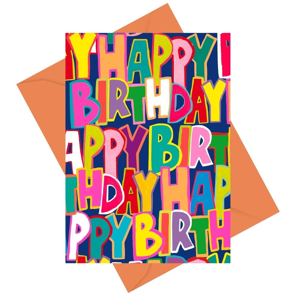 PaperSalad - Happy Birthday Blank Greeting Card - Text All Over Design