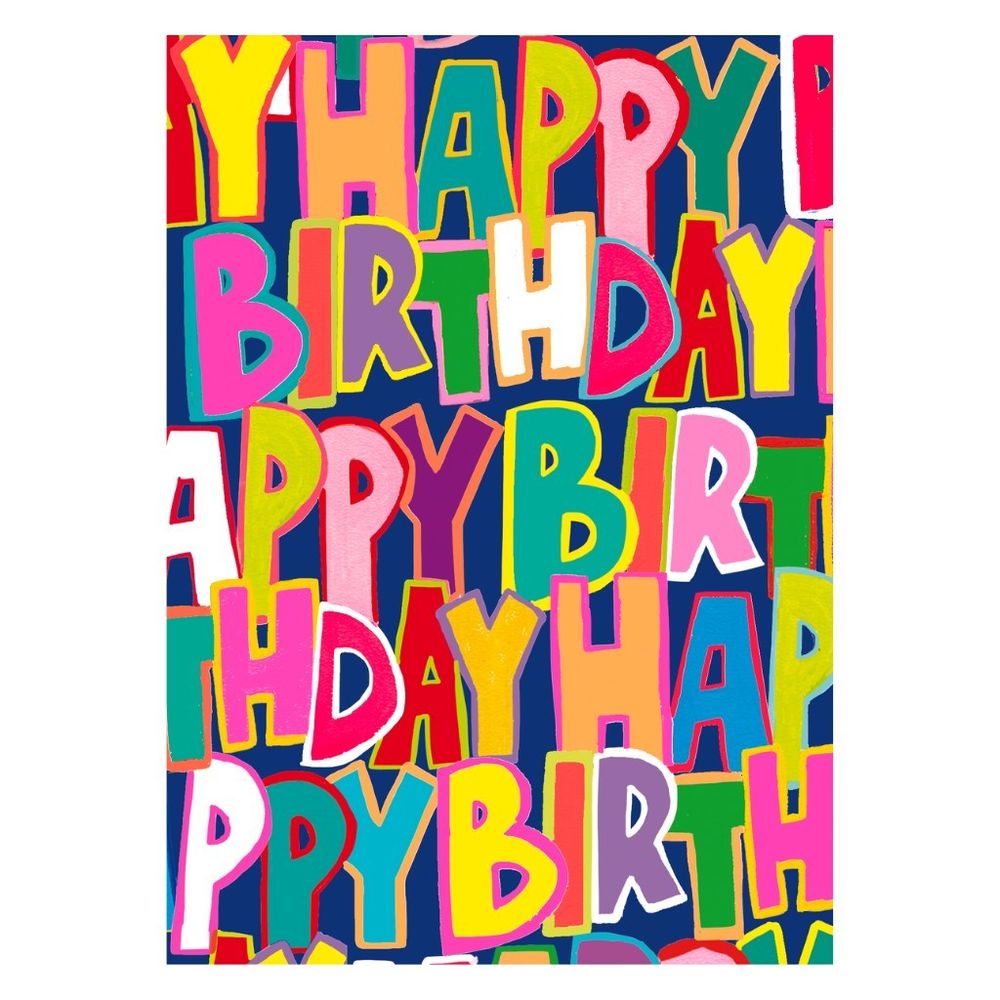 PaperSalad - Happy Birthday Blank Greeting Card - Text All Over Design