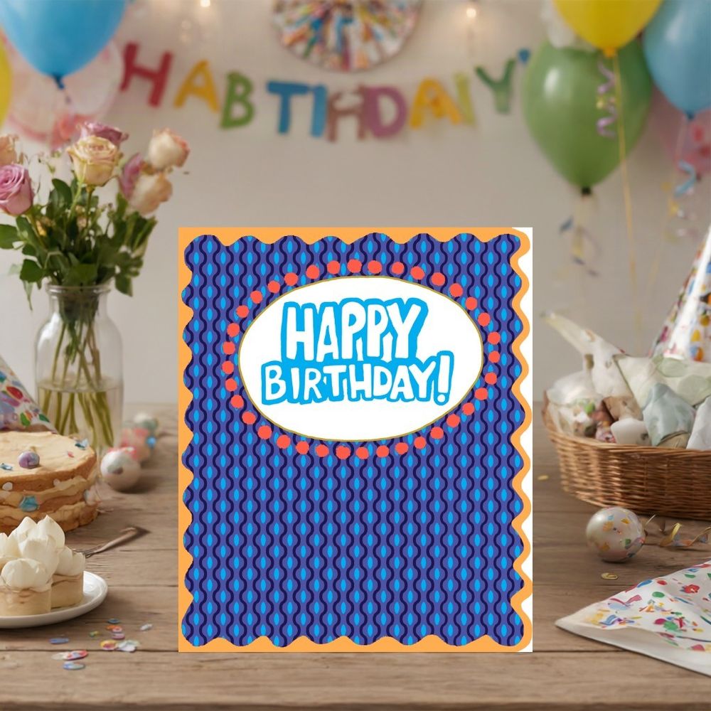 PaperSalad - Happy Birthday Blank Greeting Card - Blue