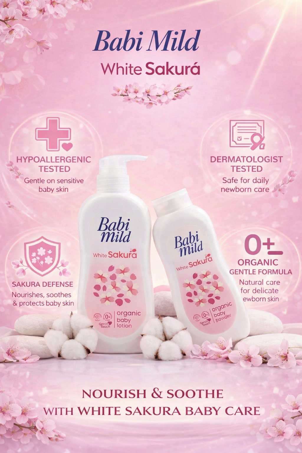 Babi Mild - Organic Baby Lotion - White Sakura