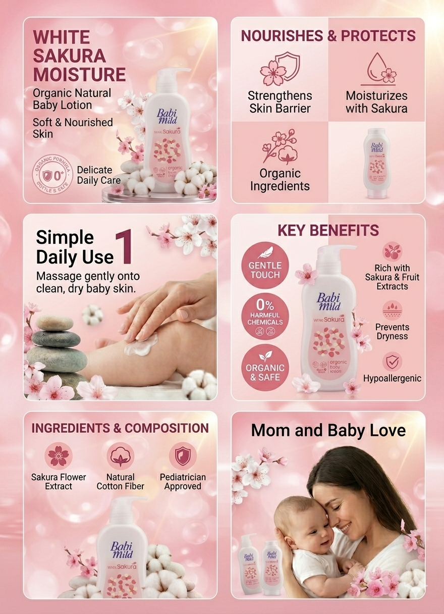 Babi Mild - Organic Baby Lotion - White Sakura