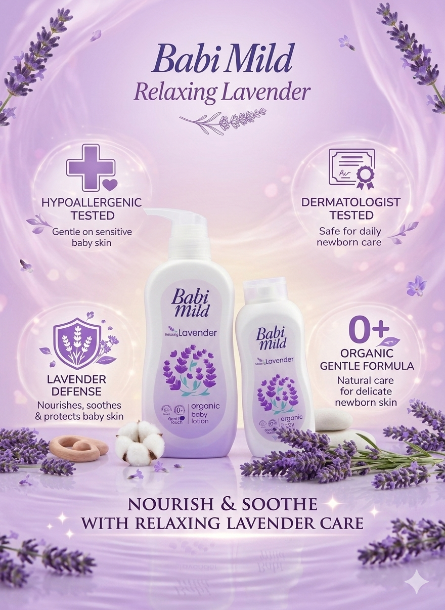 Babi Mild - Organic Baby Lotion - Relaxing Lavender